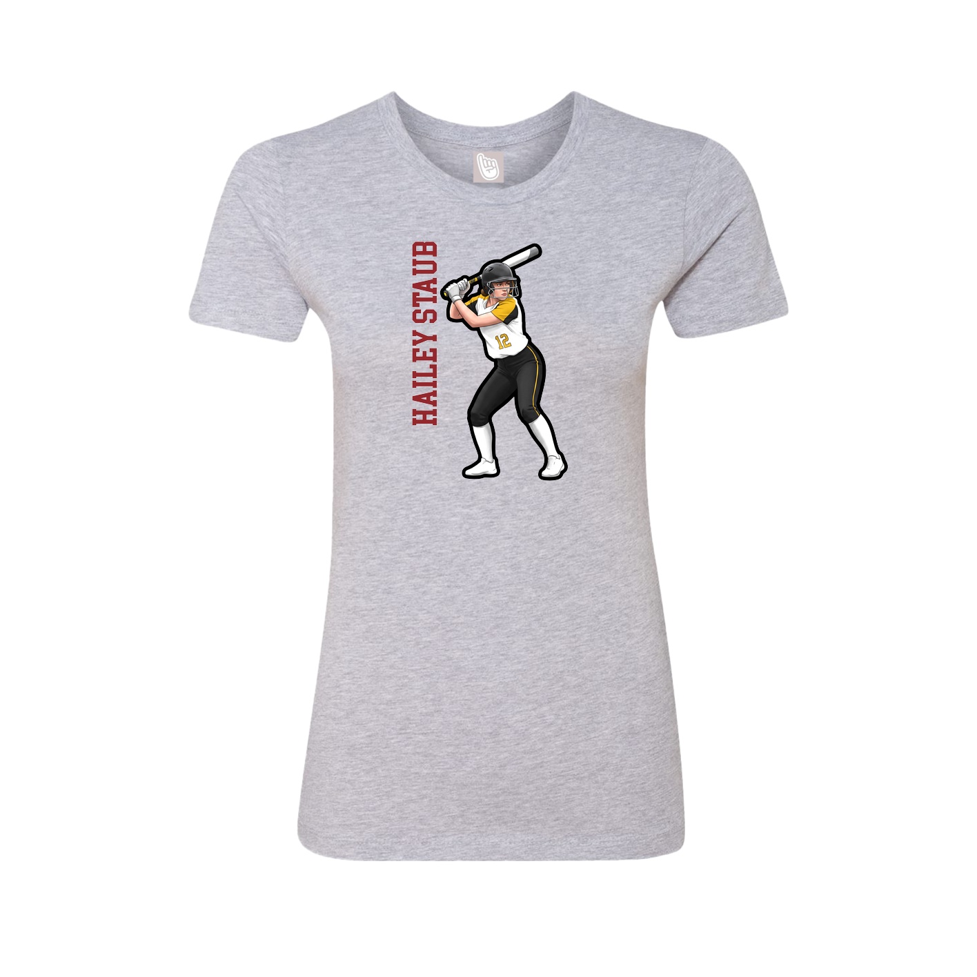 Womens Tee — Name Vertical in Grey