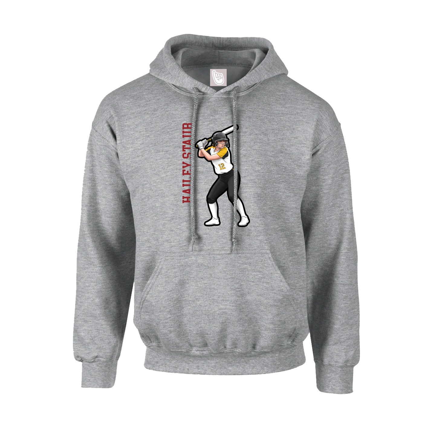 Hoodie — Name Vertical in Grey