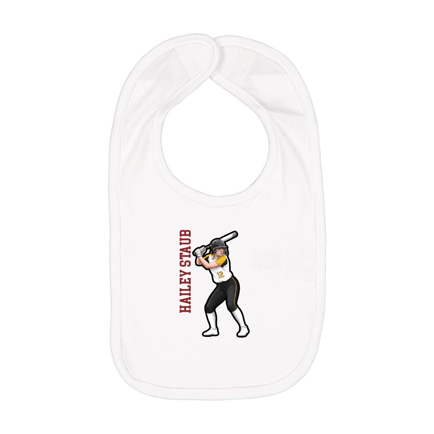 Infant Bib — Name Vertical in White