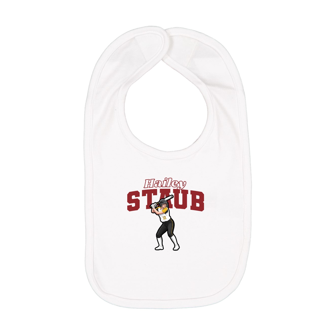 Infant Bib — Name Arch in White