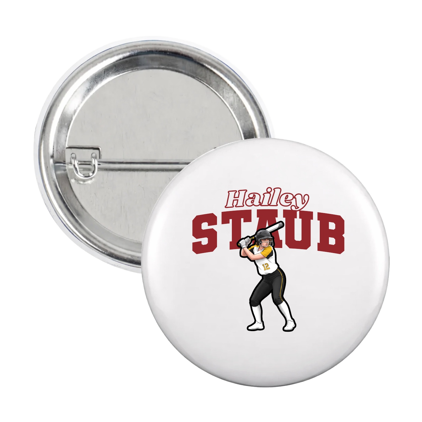 Game Day Button — Name Arch in White