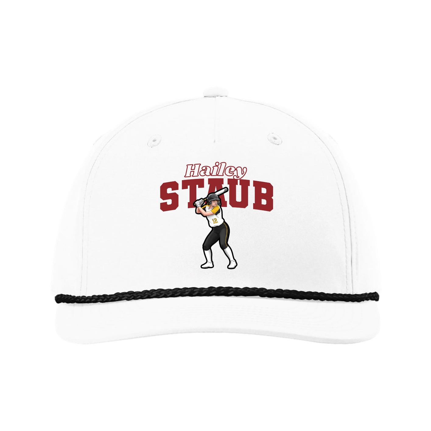 Five-Panel Classic Rope Cap — Name Arch in White