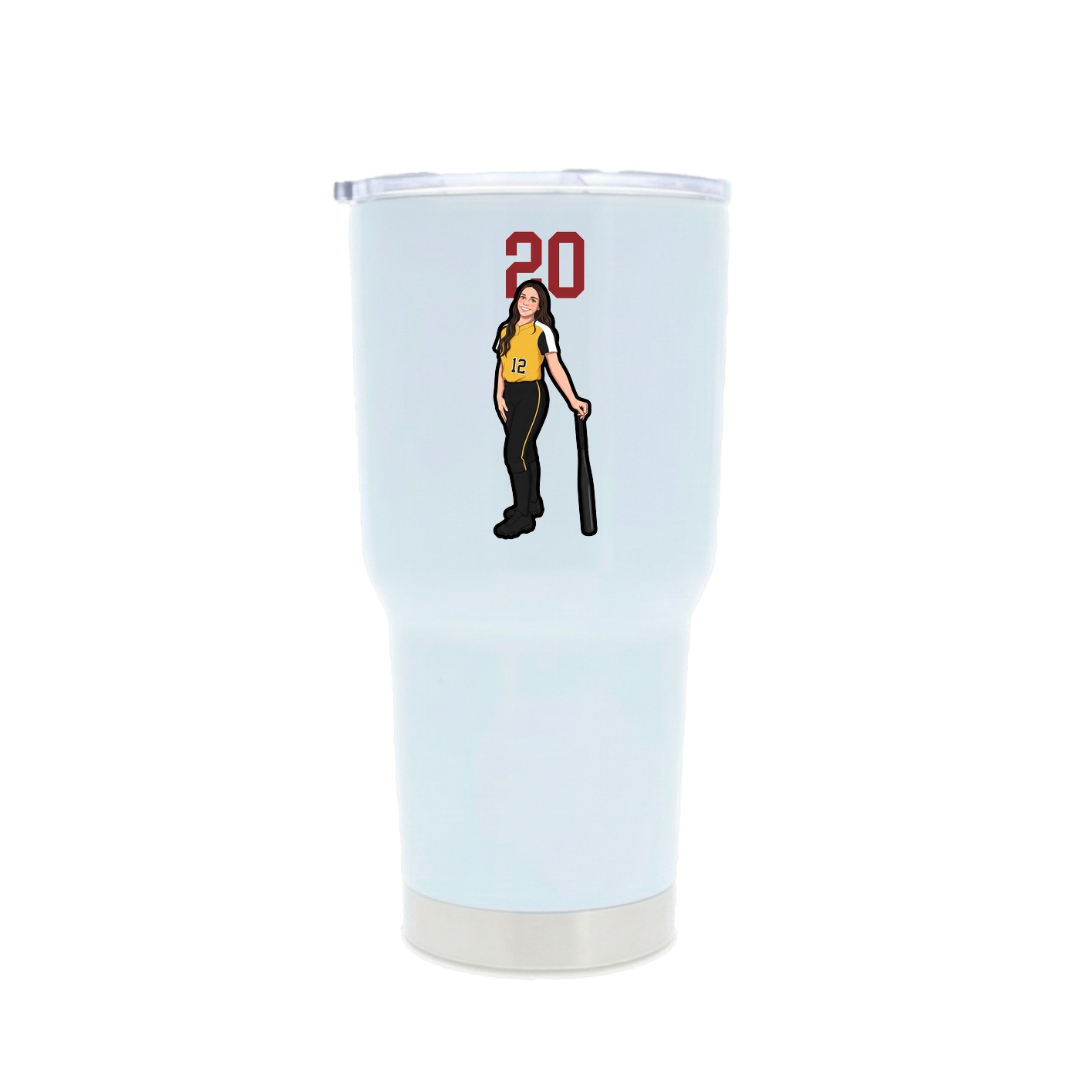 30oz Stainless Steel Tumbler — Number Top in White