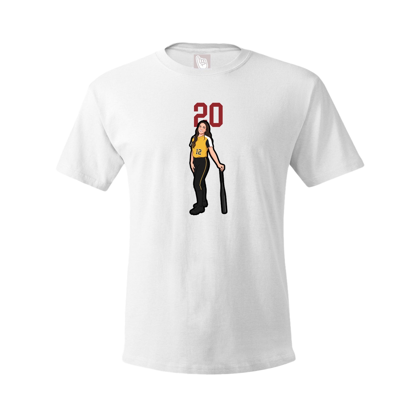 Youth Tee — Number Top in White