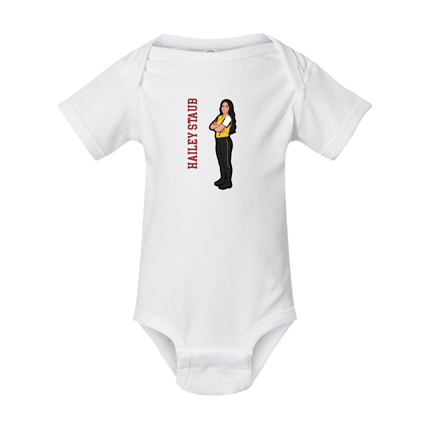 Baby Onesie — Name Vertical in White
