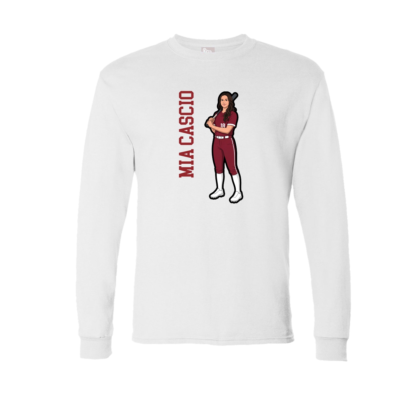 Long Sleeve Tee — Name Vertical in White