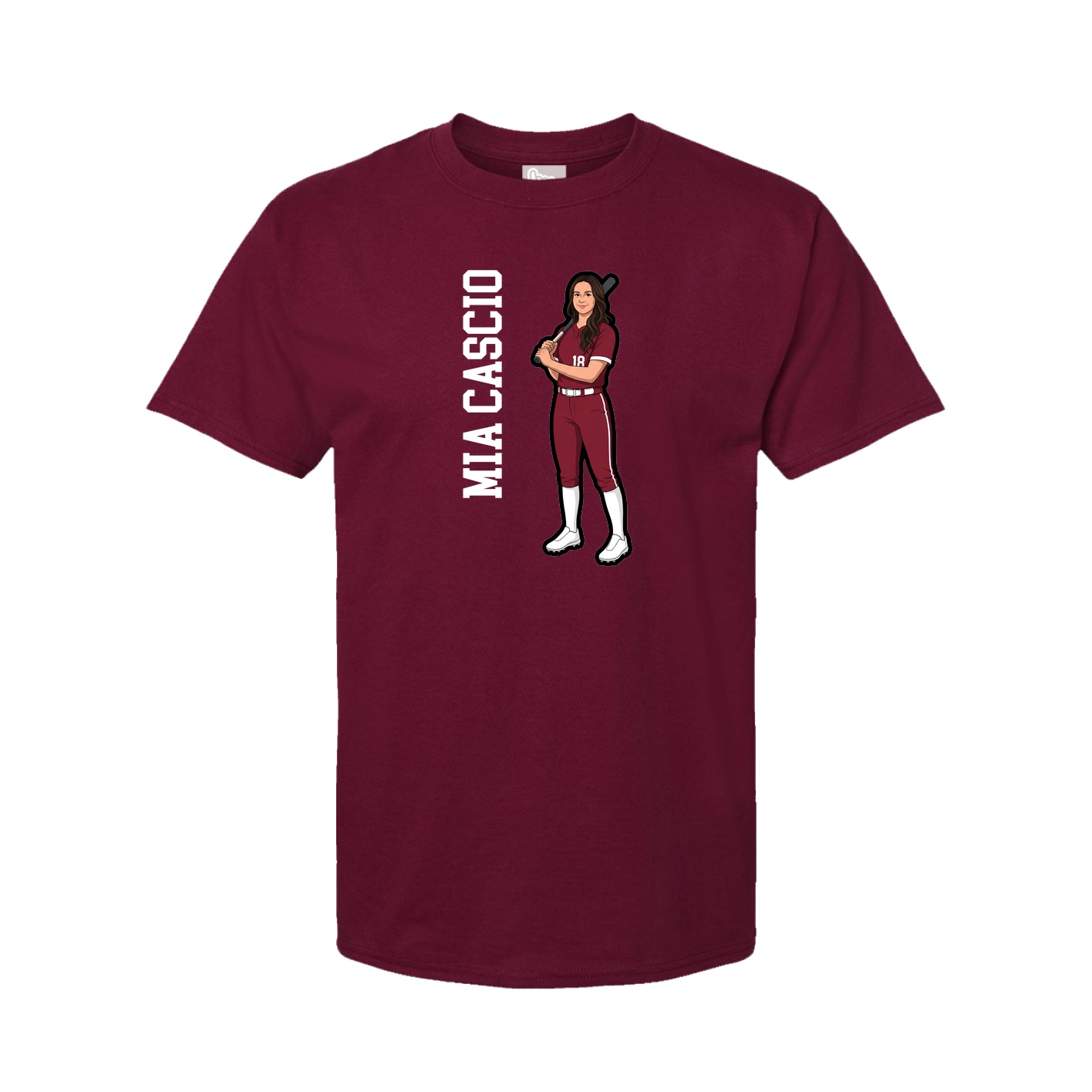 Youth Tee — Name Vertical in Cardinal