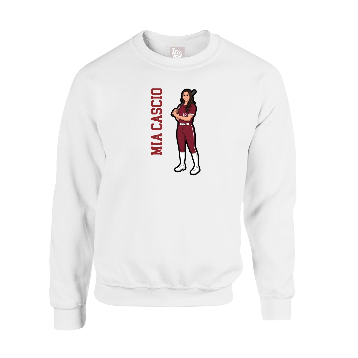 Fleece Crew — Name Vertical in White