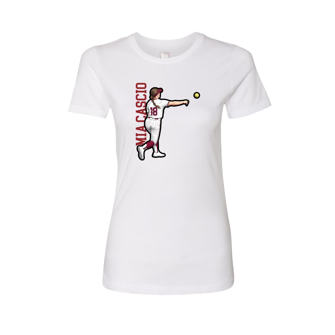 Womens Tee — Name Vertical in White
