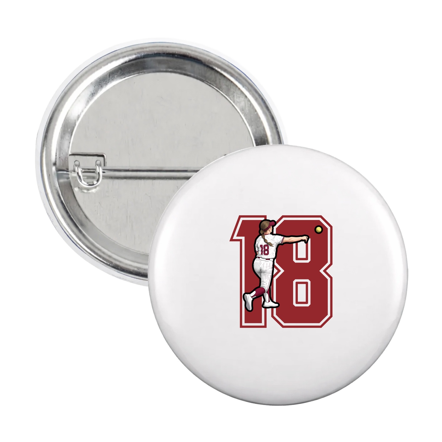 Game Day Button — Number in White