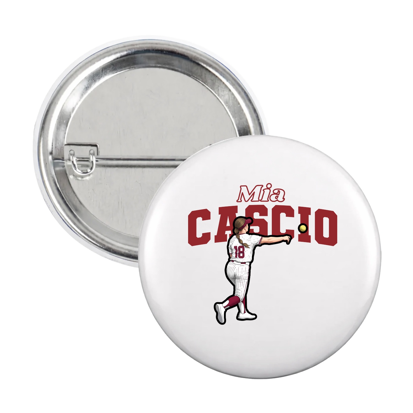 Game Day Button — Name Arch in White