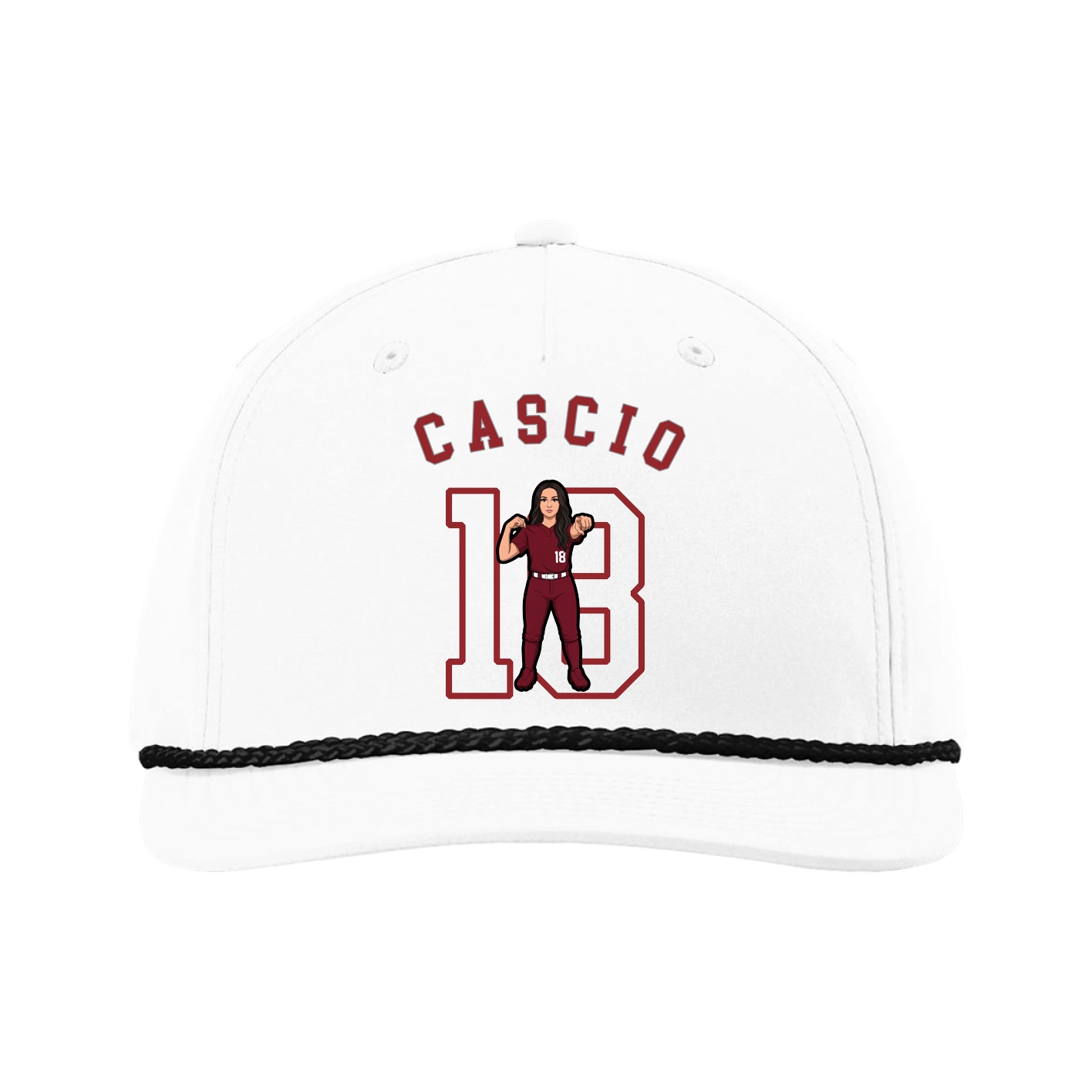 Five-Panel Classic Rope Cap — Shirsey Arch in White
