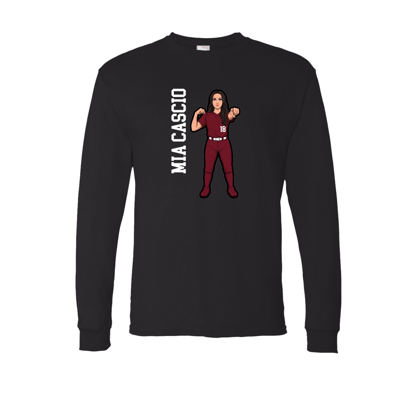 Long Sleeve Tee — Name Vertical in Black