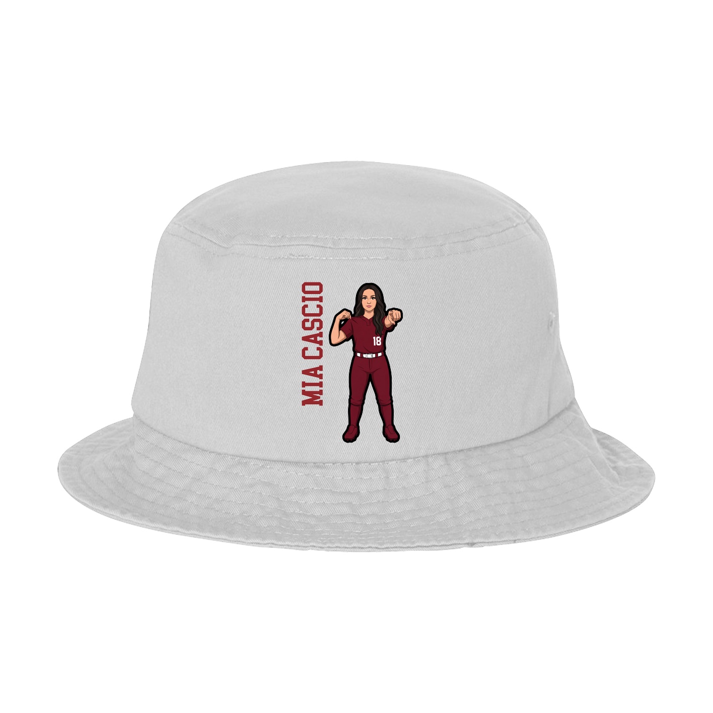 Bucket Cap — Name Vertical in White