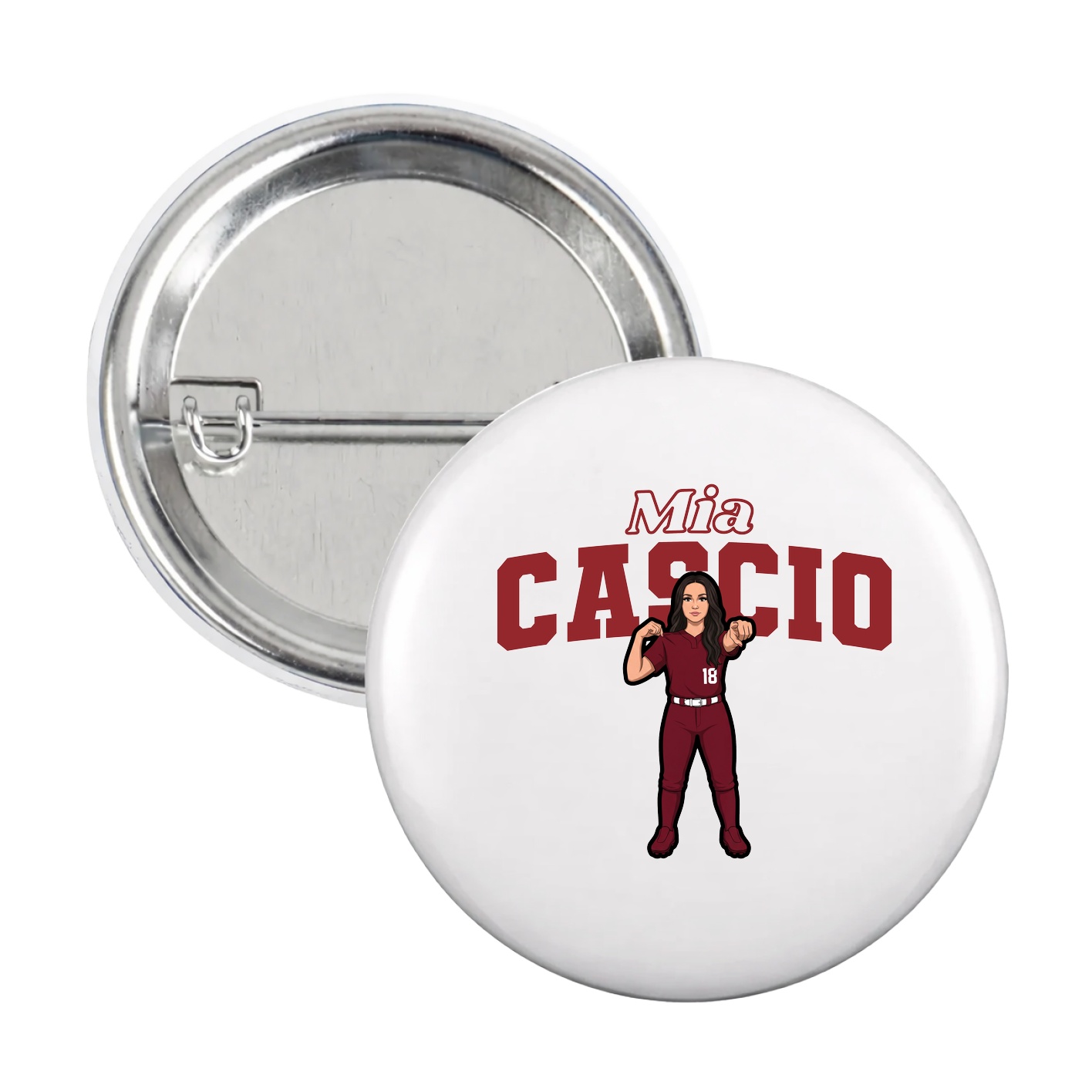 Game Day Button — Name Arch in White
