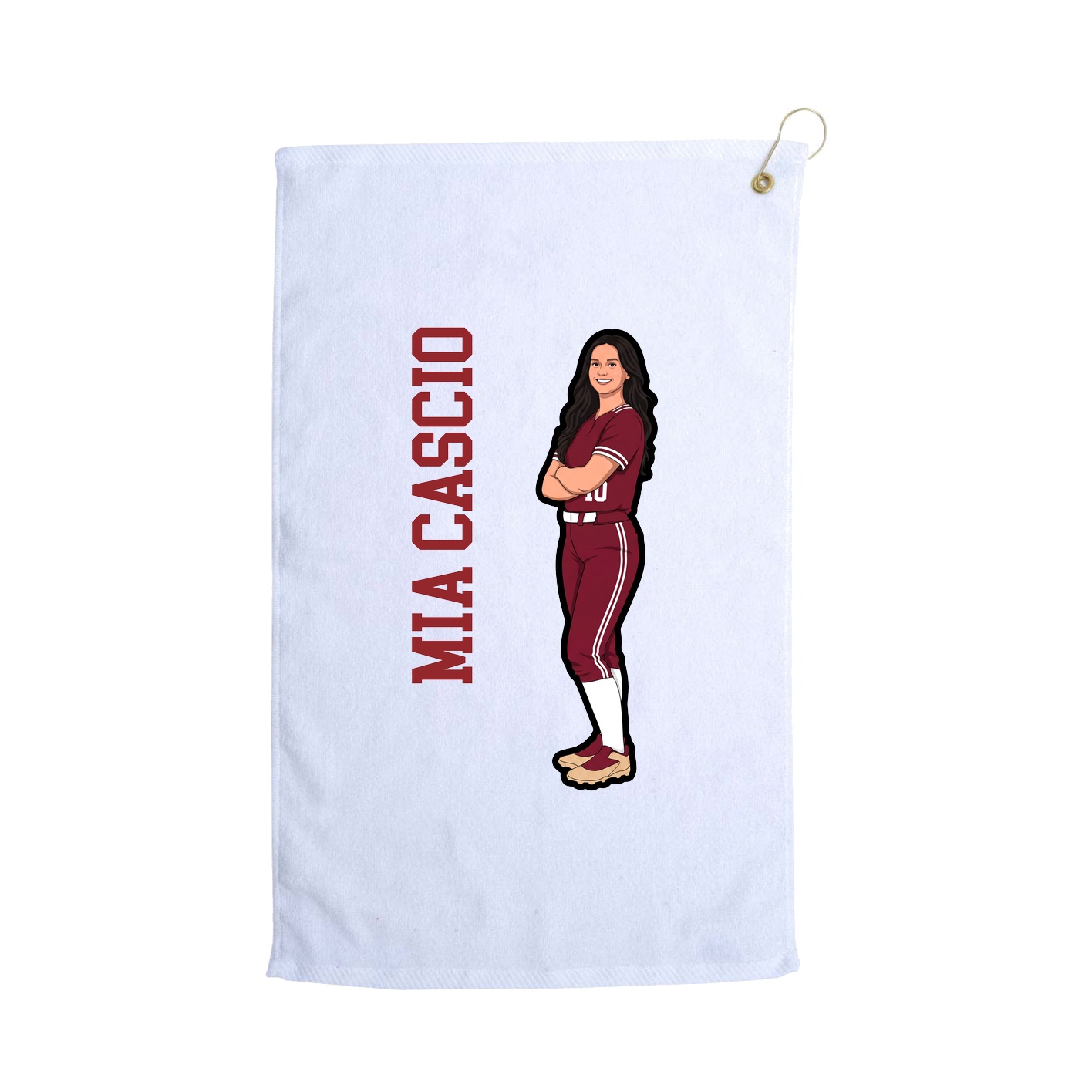 Golf Towel — Name Vertical in White