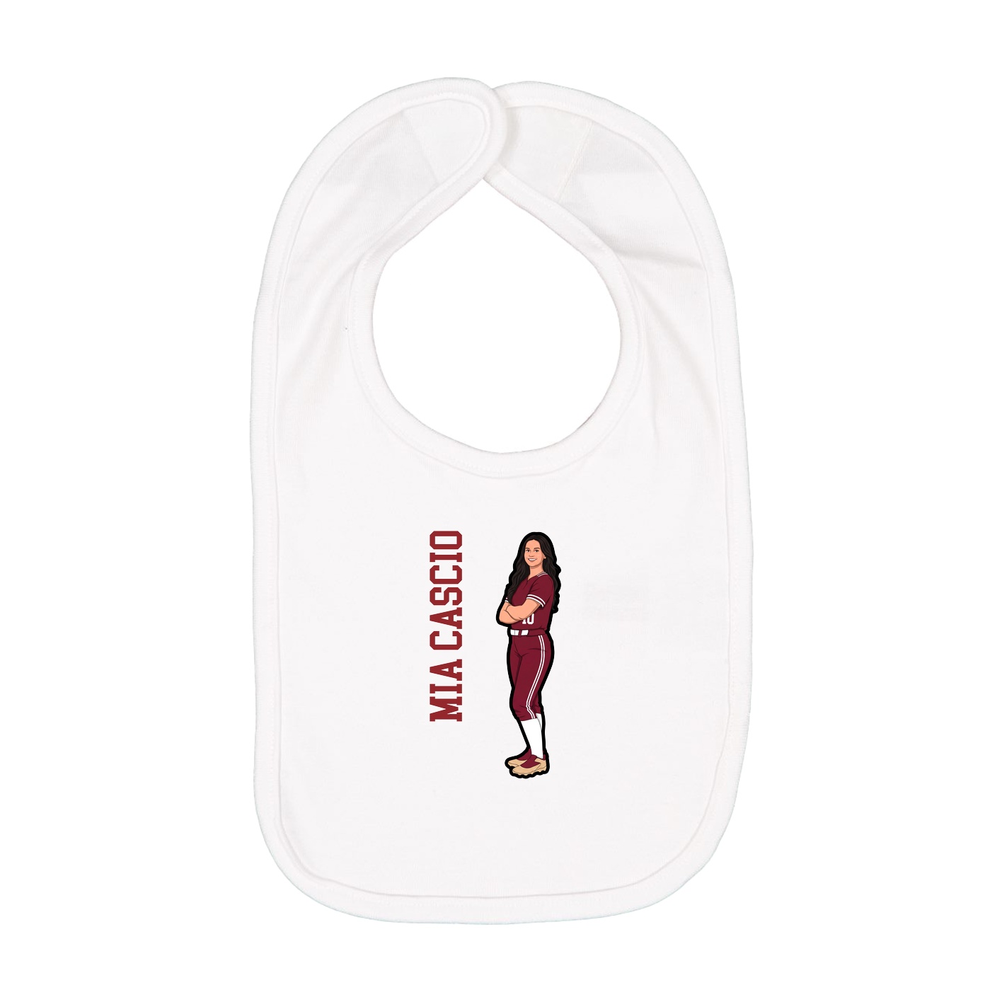 Infant Bib — Name Vertical in White