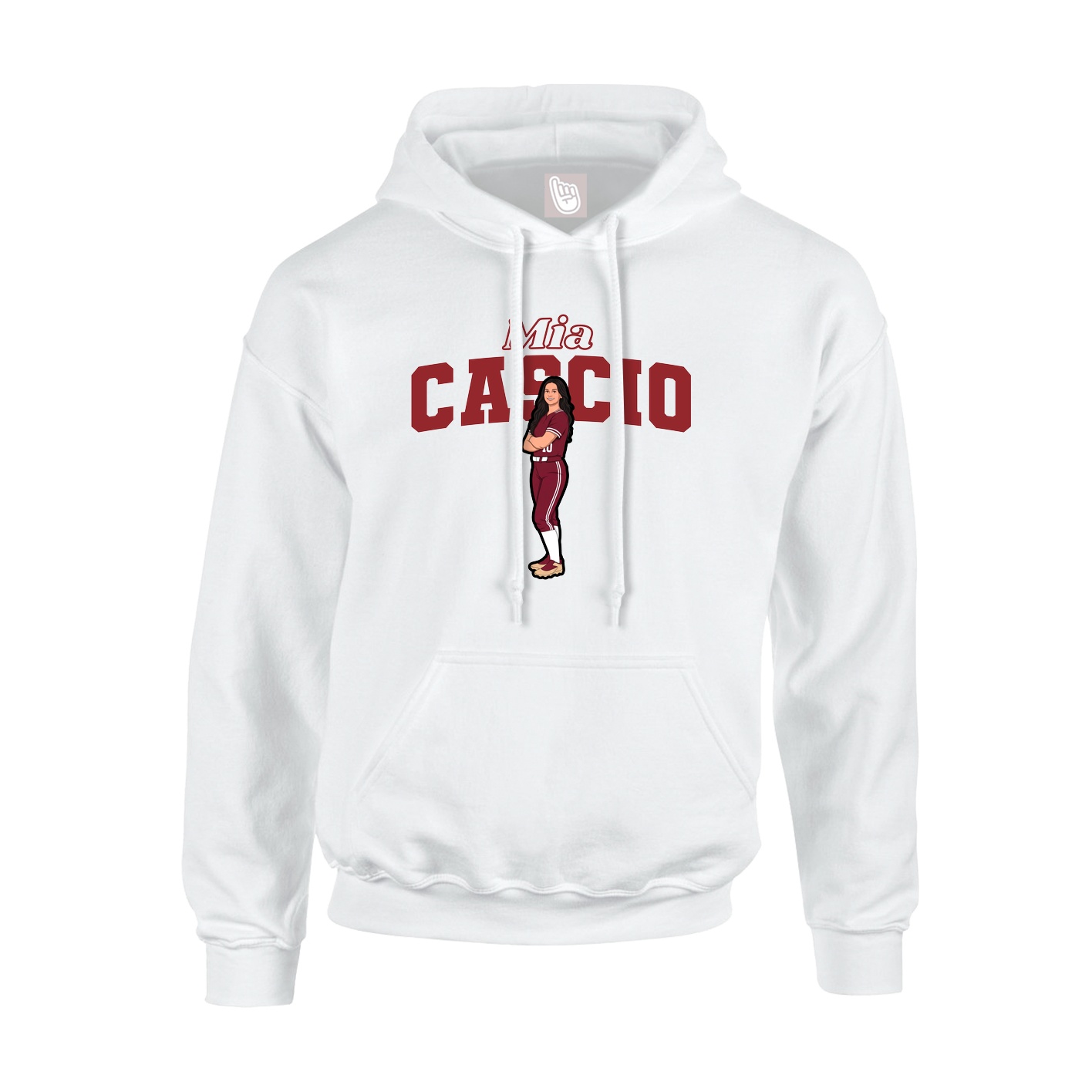Youth Hoodie — Name Arch in White