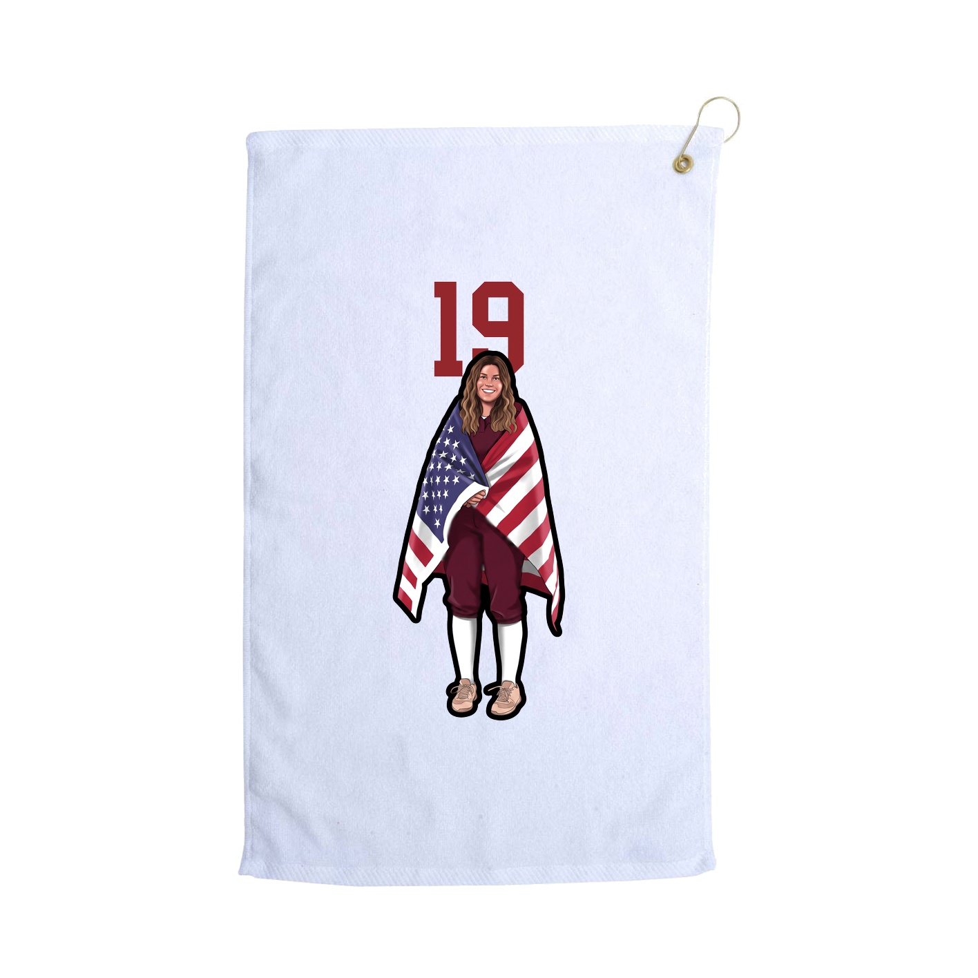 Golf Towel — Number Top in White