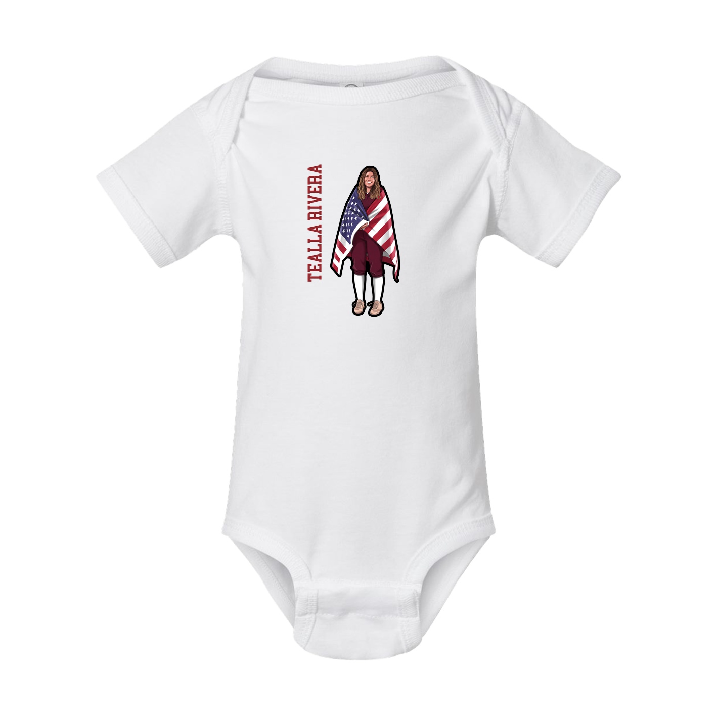 Baby Onesie — Name Vertical in White