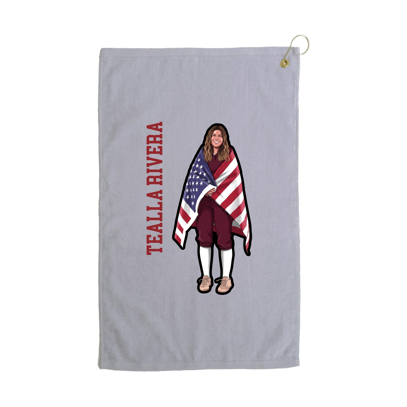 Golf Towel — Name Vertical in Grey
