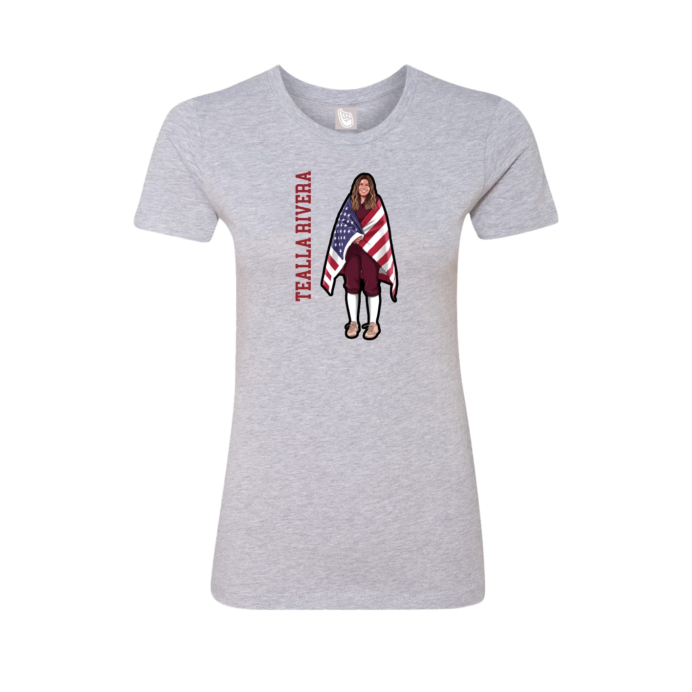 Fitted Women's Tee — Name Vertical in Grey