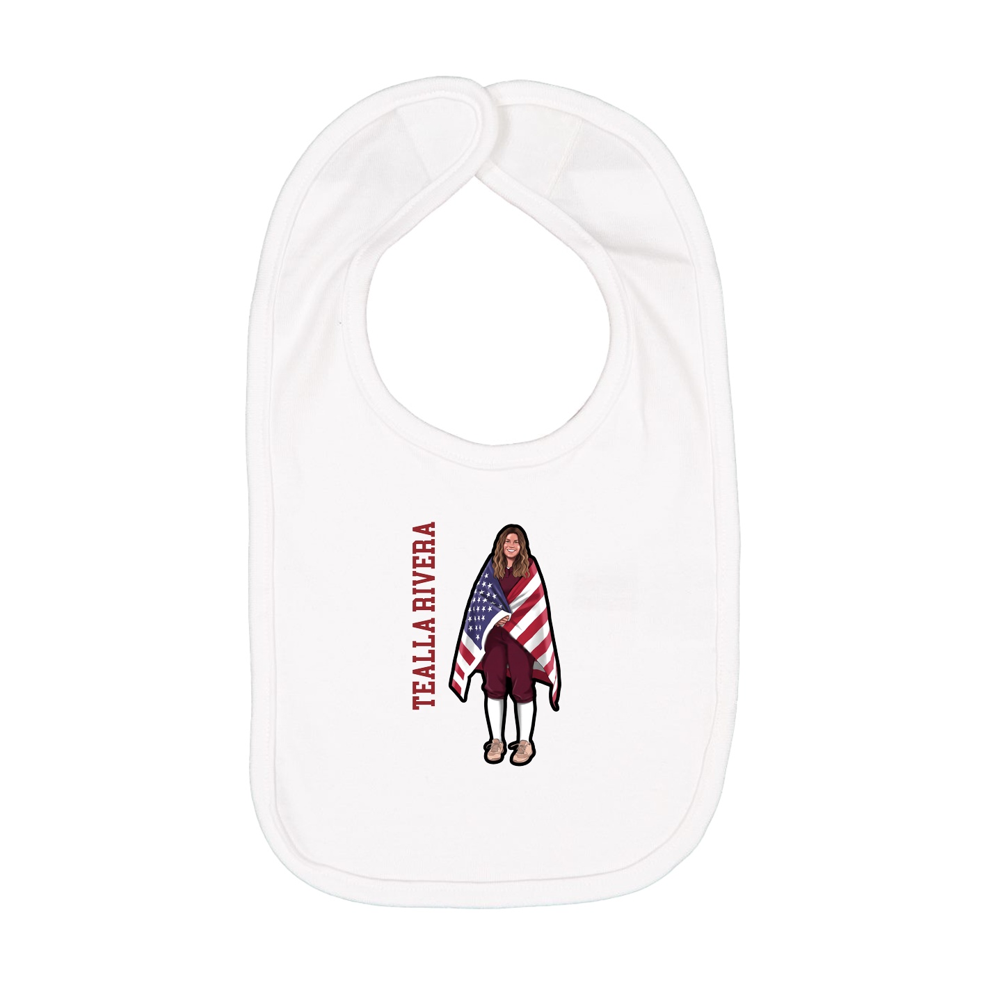 Infant Bib — Name Vertical in White