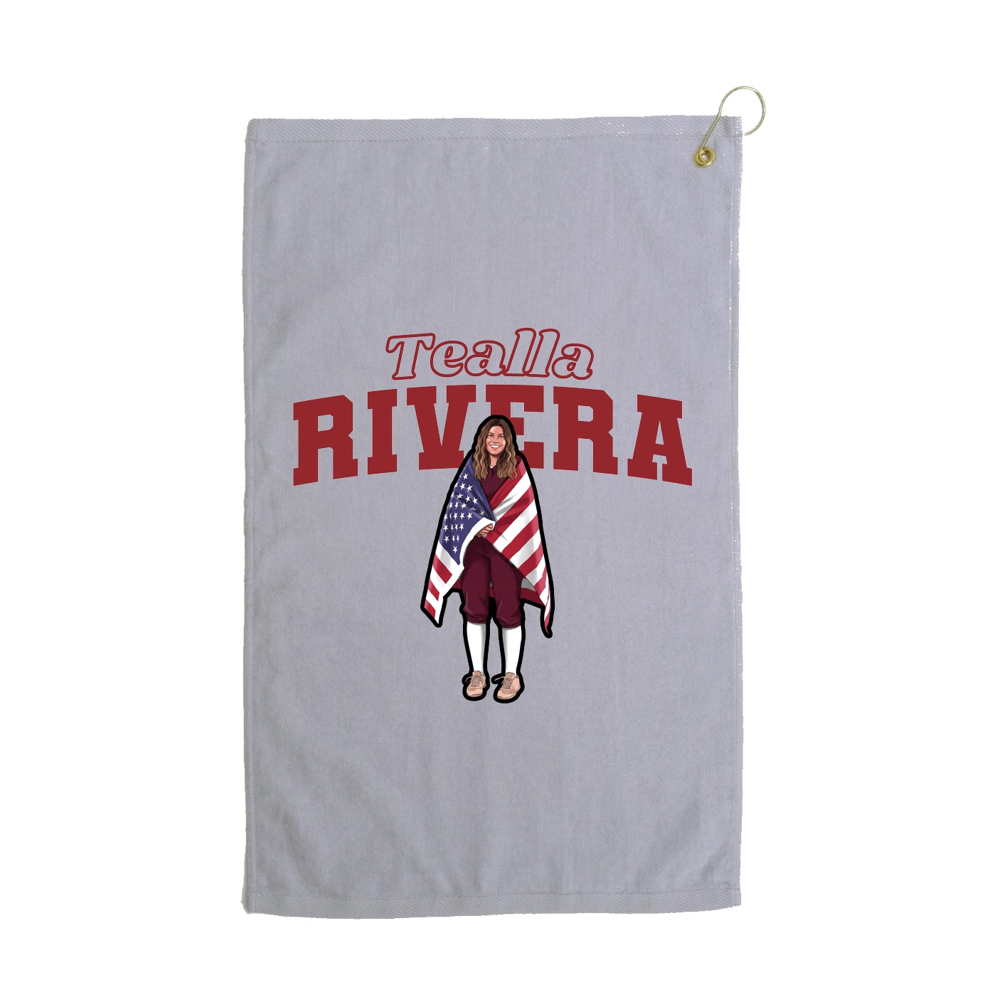 Golf Towel — Name Arch in Grey