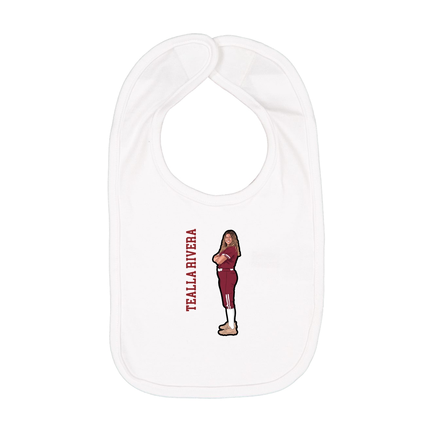 Infant Bib — Name Vertical in White