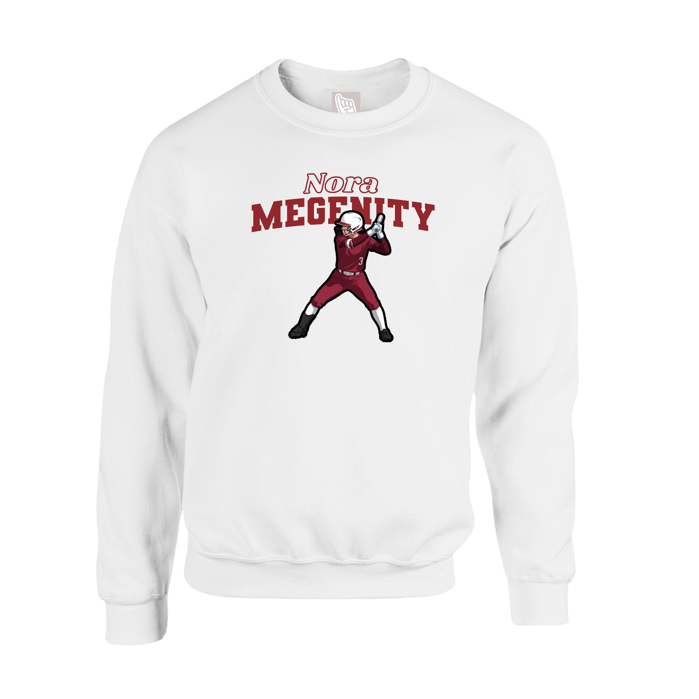 Fleece Crew — Name Arch in White
