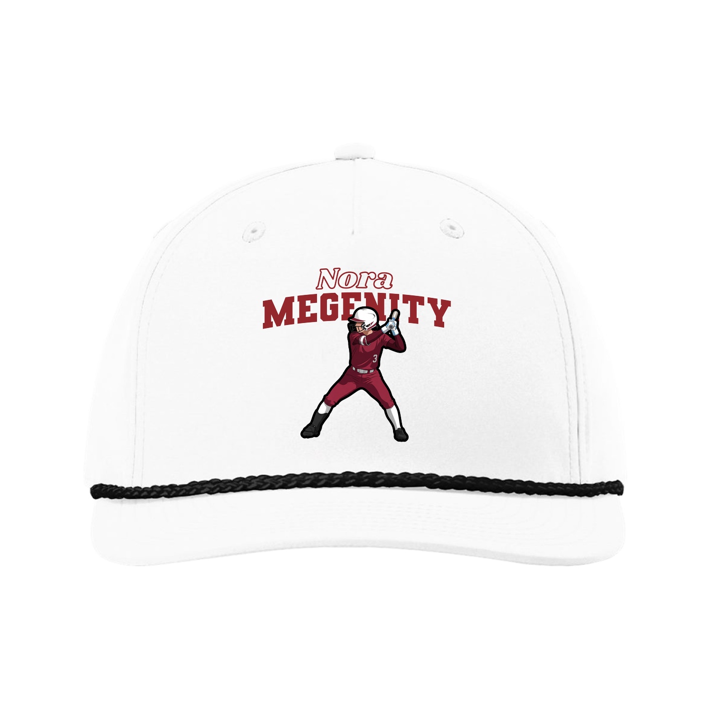 Five-Panel Classic Rope Cap — Name Arch in White