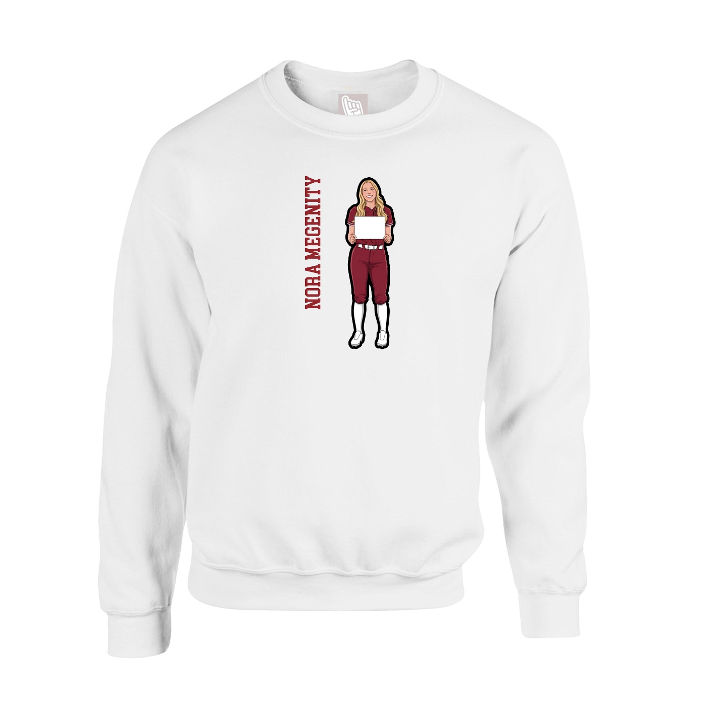 Fleece Crew — Name Vertical in White
