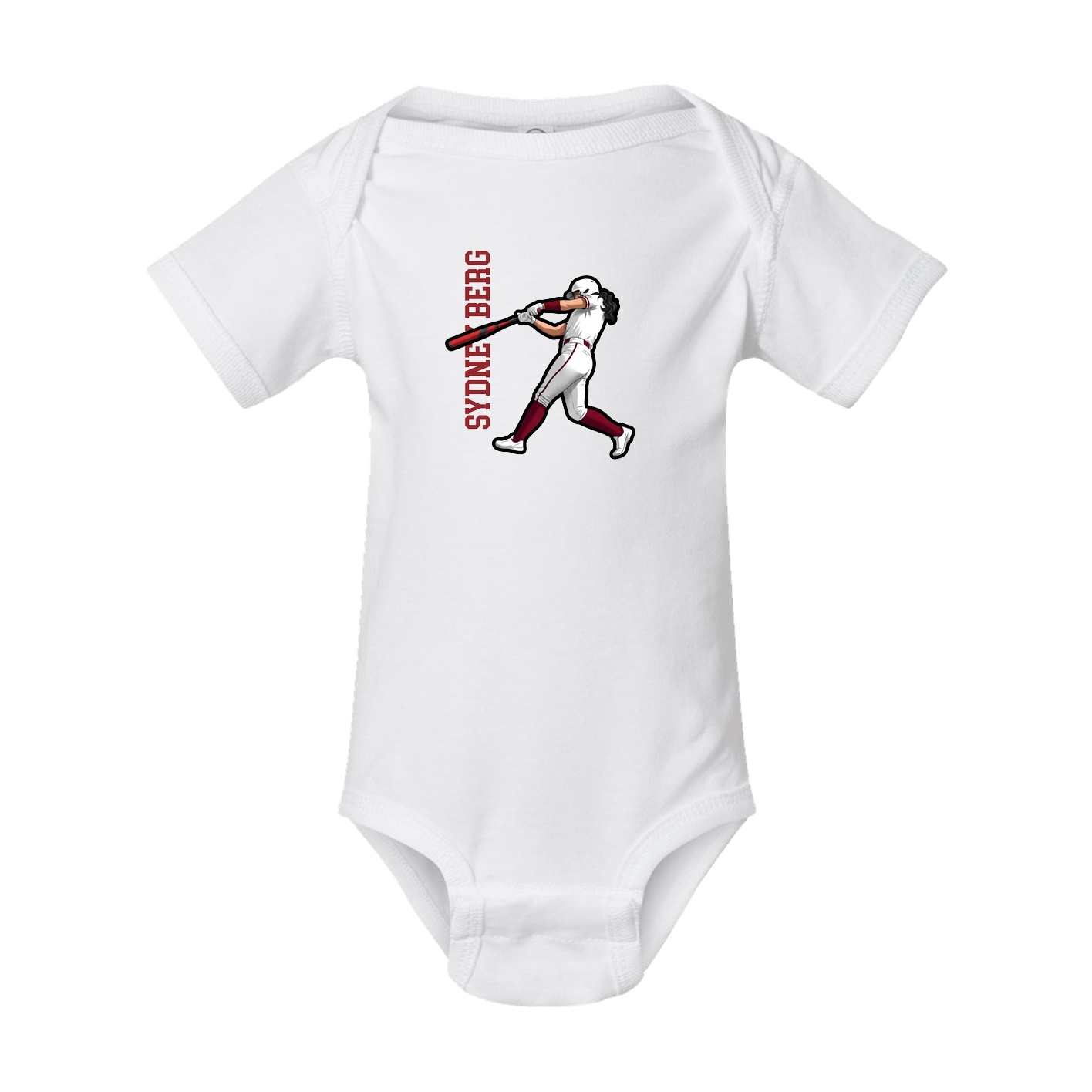 Baby Onesie — Name Vertical in White