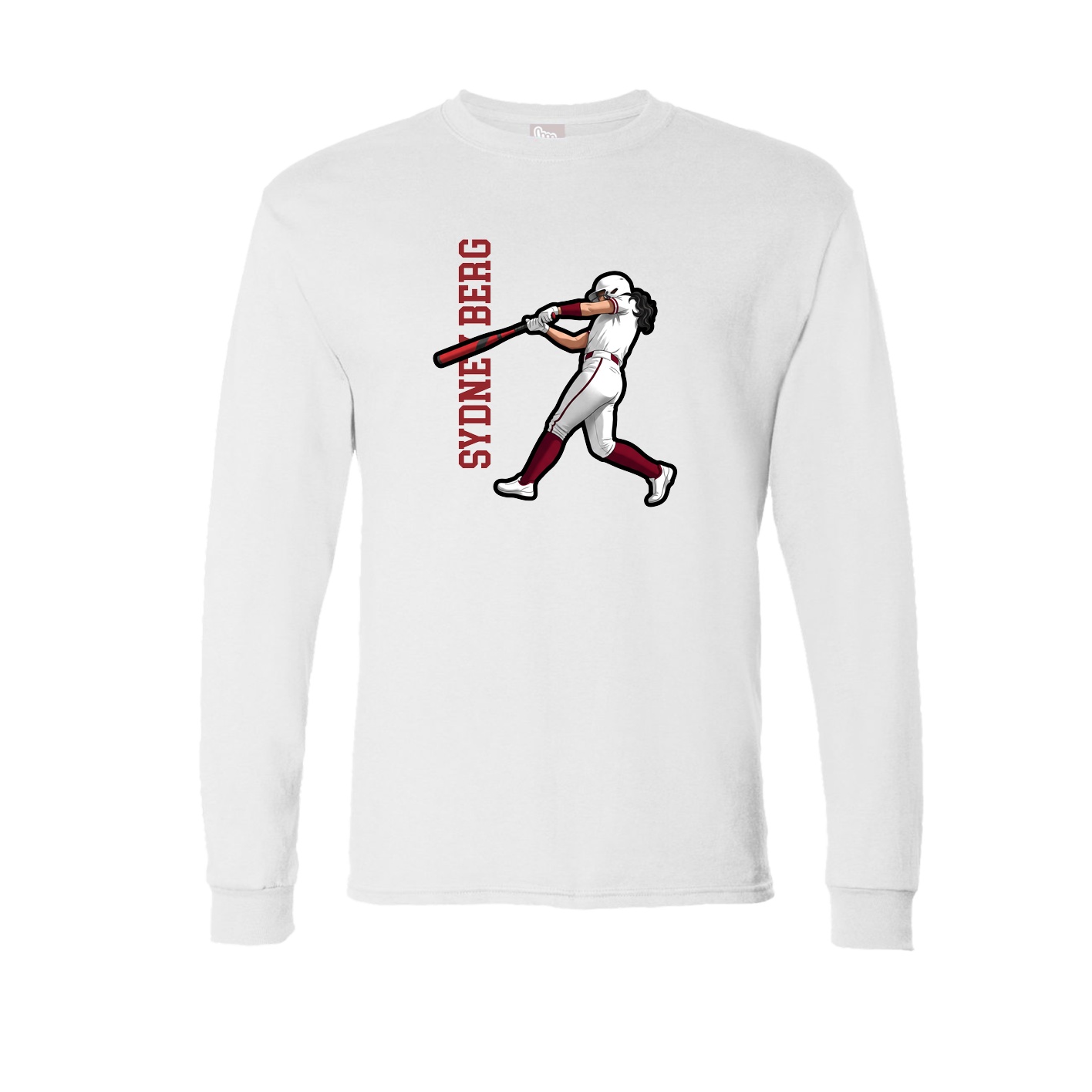 Long Sleeve Tee — Name Vertical in White