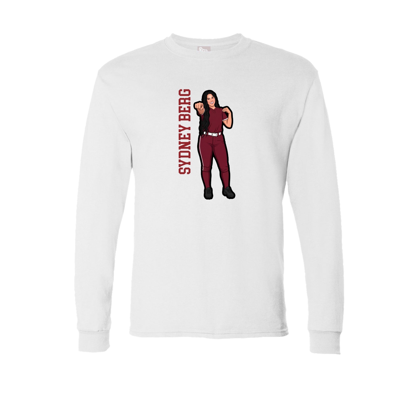 Long Sleeve Tee — Name Vertical in White