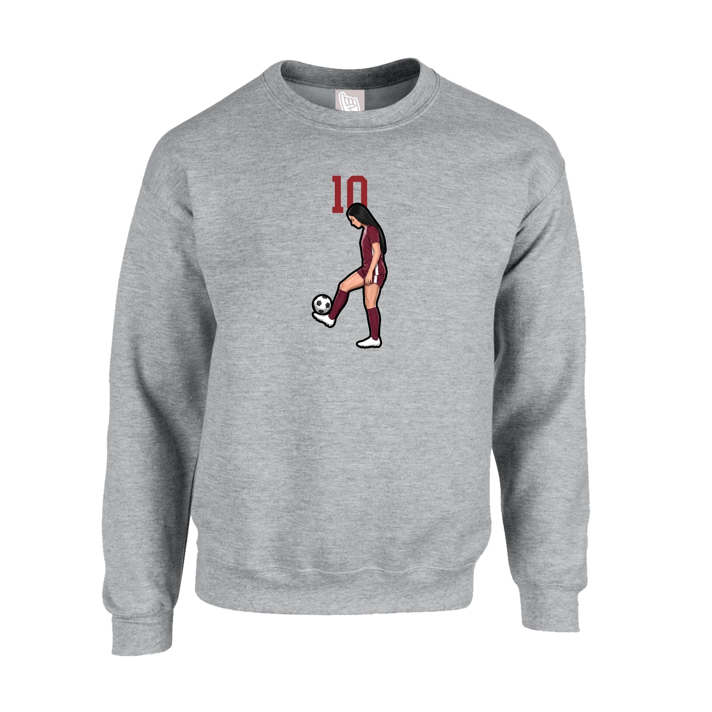 Fleece Crew — Number Top in Grey