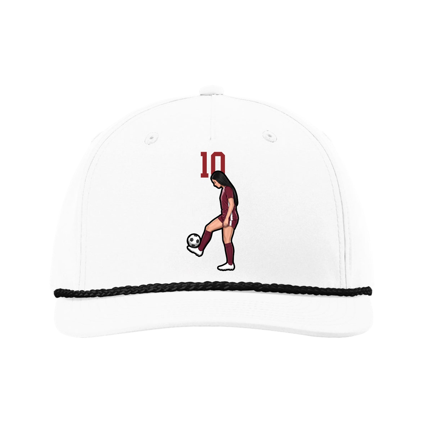 Five-Panel Classic Rope Cap — Number Top in White