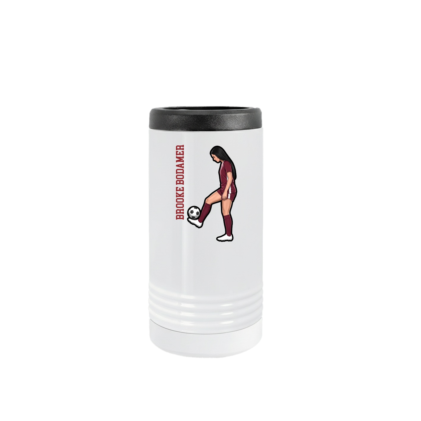 Slim Beverage Holder — Name Vertical in White