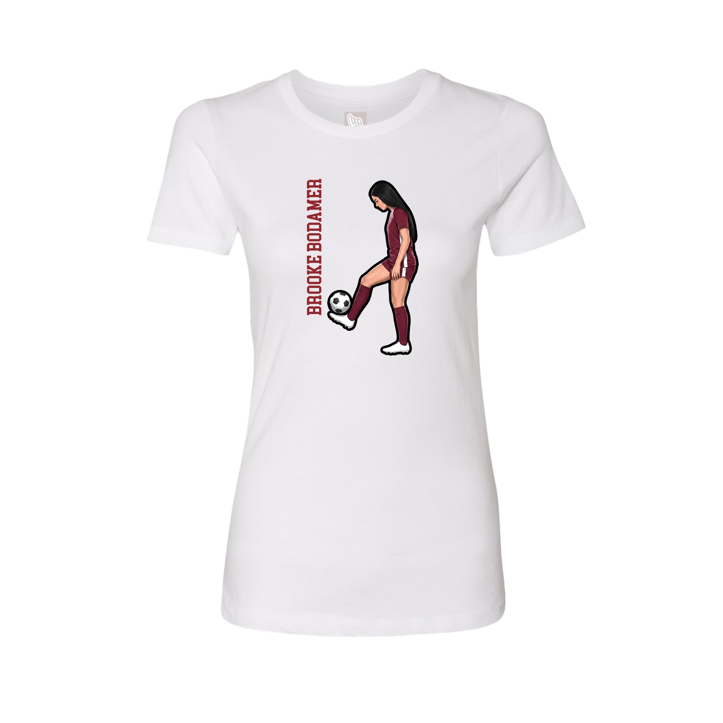 Fitted Women's Tee — Name Vertical in White