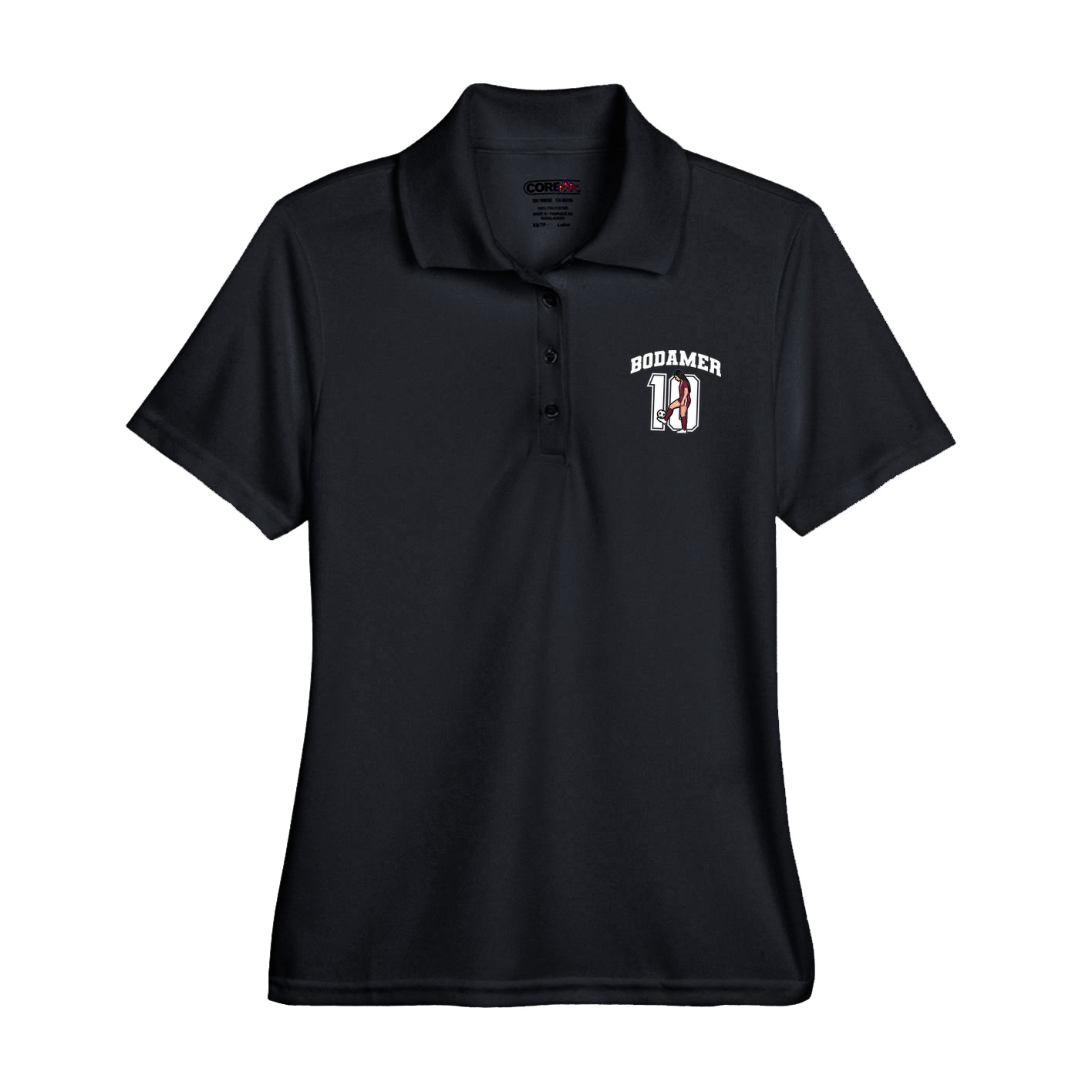 Womens Performance Polo — Number in Black