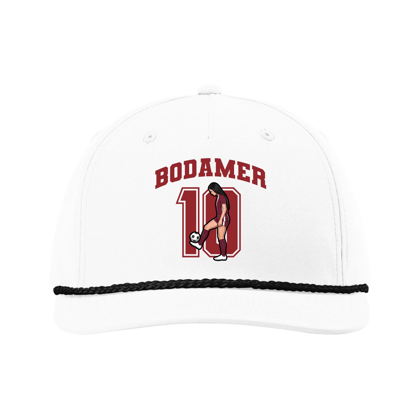 Five-Panel Classic Rope Cap — Number in White