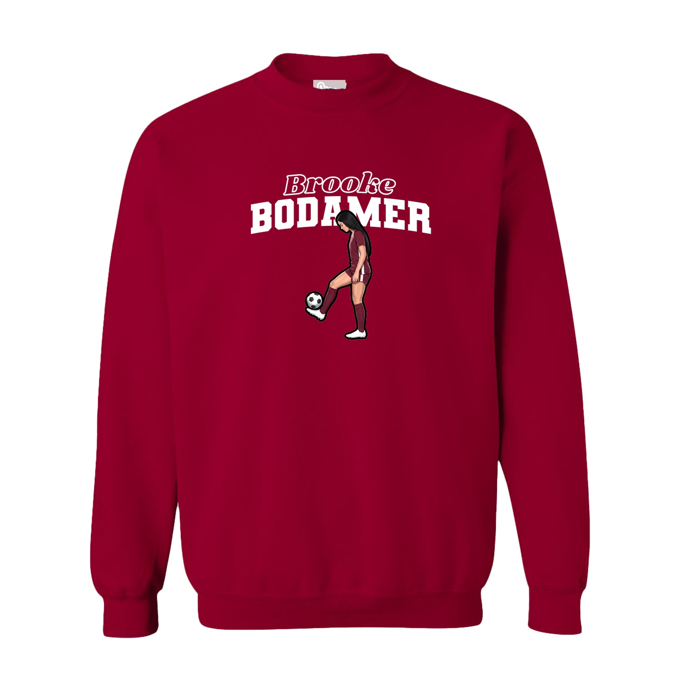 Fleece Crew — Name Arch in Cardinal