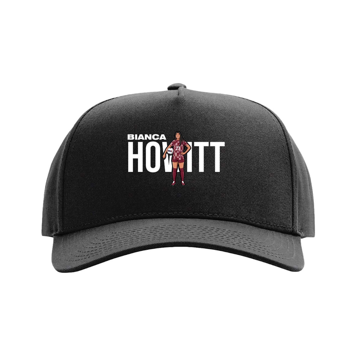 Full Fabric Five-Panel Champ Cap — Player Name in Black