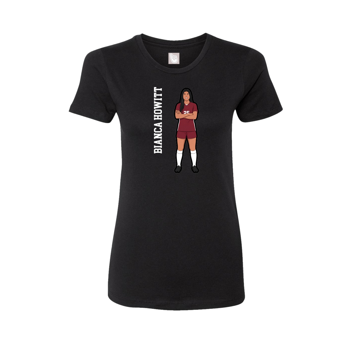 Fitted Women's Tee — Name Vertical in Black