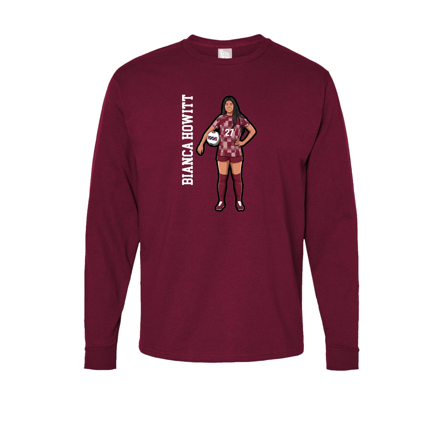 Long Sleeve Tee — Name Vertical in Cardinal