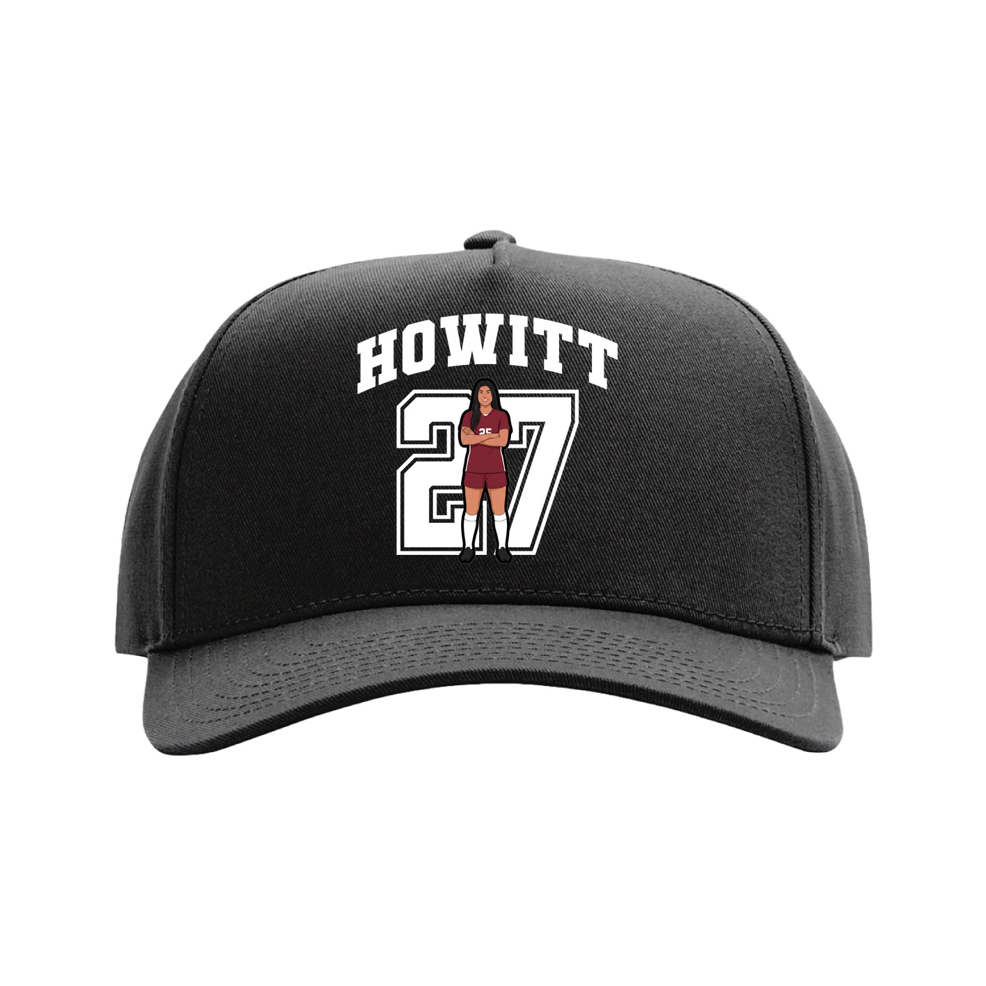 Full Fabric Five-Panel Champ Cap — Number in Black