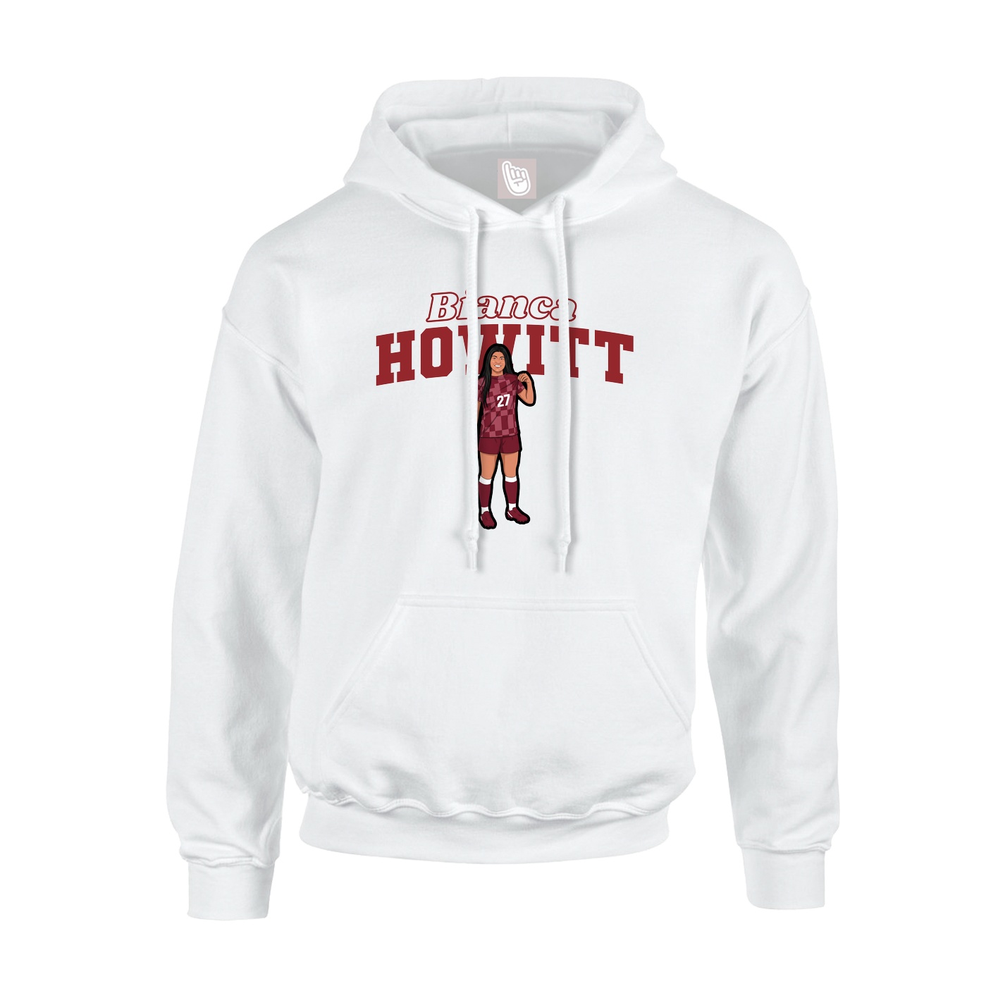 Youth Hoodie — Name Arch in White