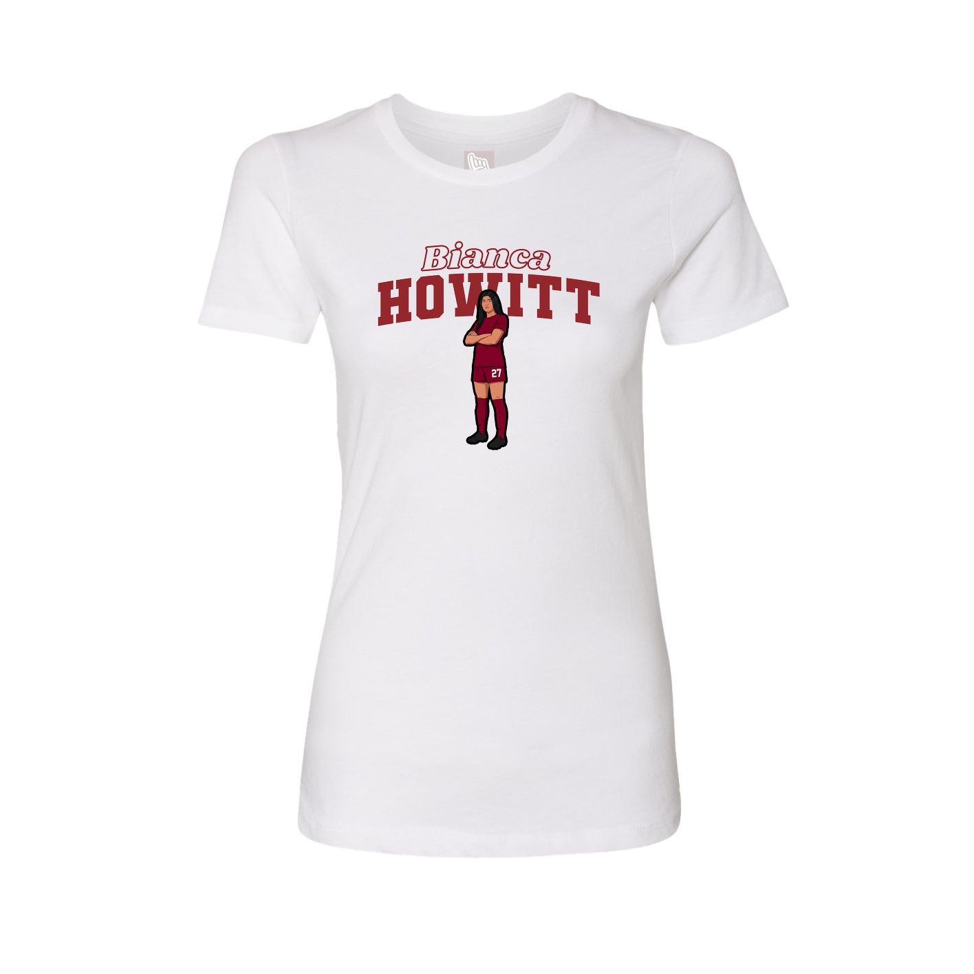 Fitted Women's Tee — Name Arch in White