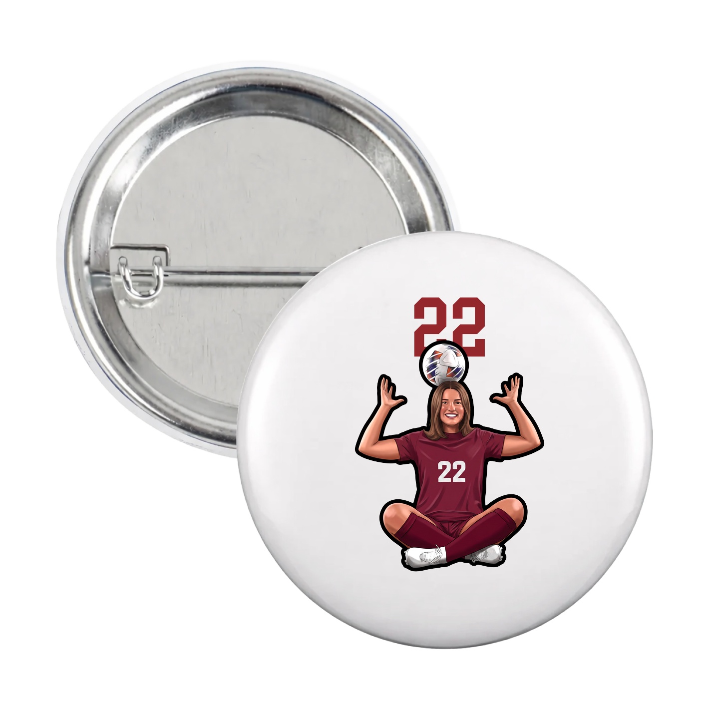 Game Day Button — Number Top in White
