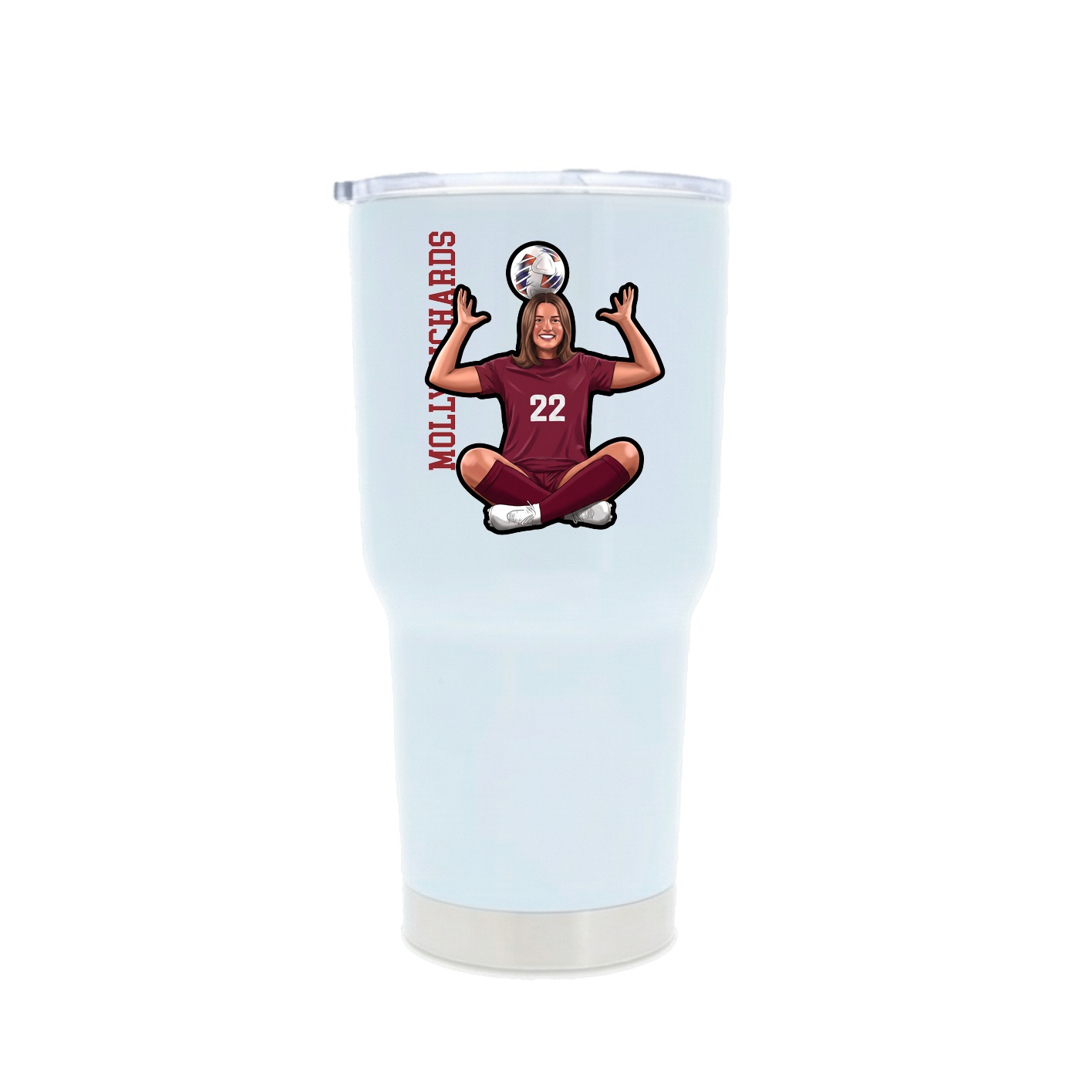 30oz Stainless Steel Tumbler — Name Vertical in White